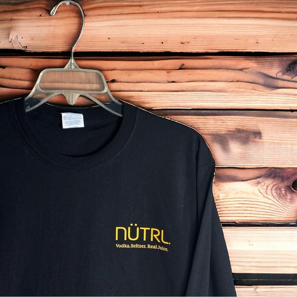 Pittsburgh NUTRL Vodka.Seltzer. Real Juice. Unique Long-Sleeved Medium Black Tee - Picture 2 of 3
